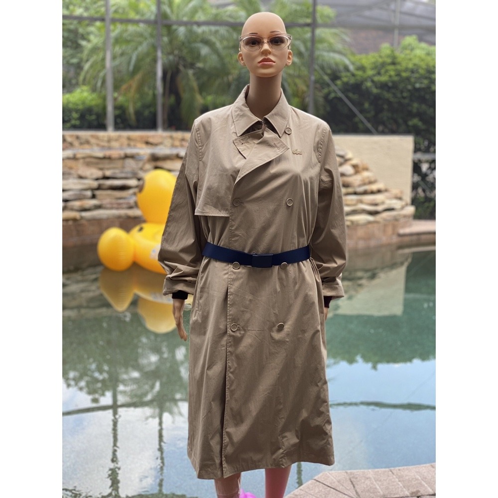 Lacoste Women's Belted Tan Trench Coat Size 8 - Stylish Outerwear